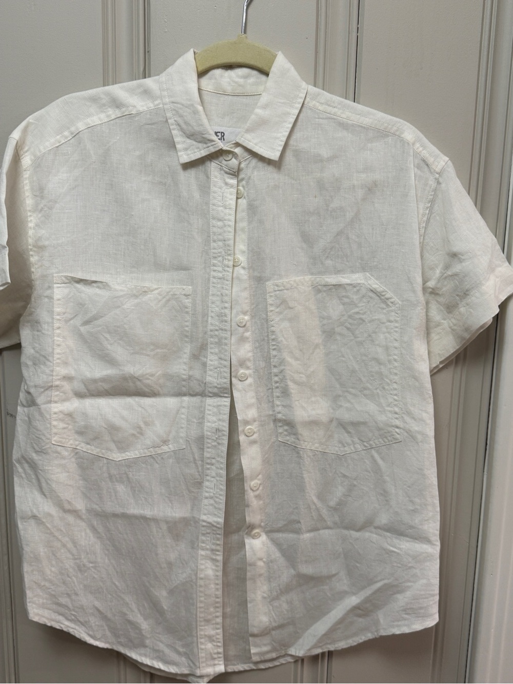 Power of My People Wayward Fit Ivory Linen Shirt XS Oversized